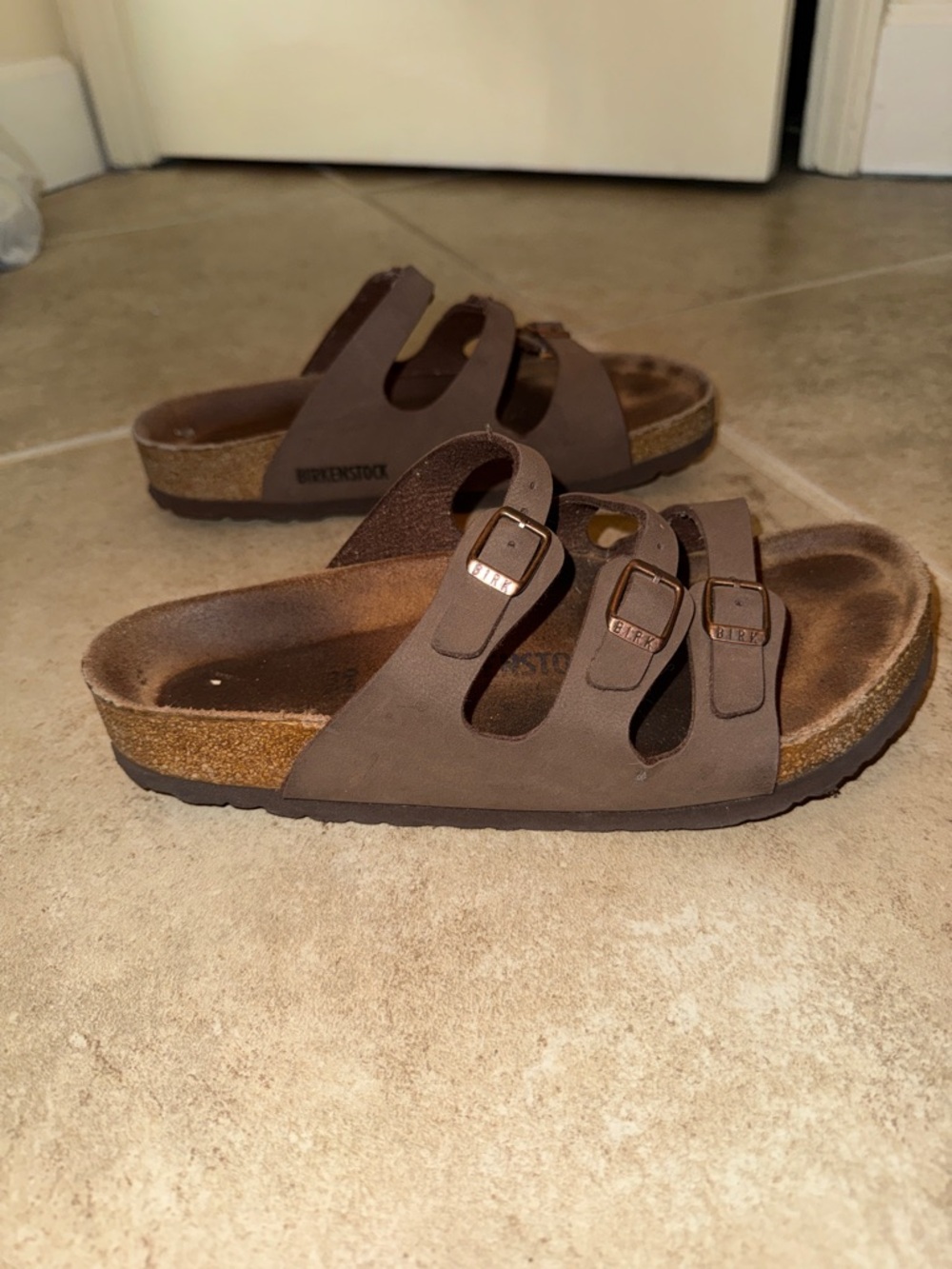 Birkenstock Brown Triple Strap Sandals - Picture 4 of 6